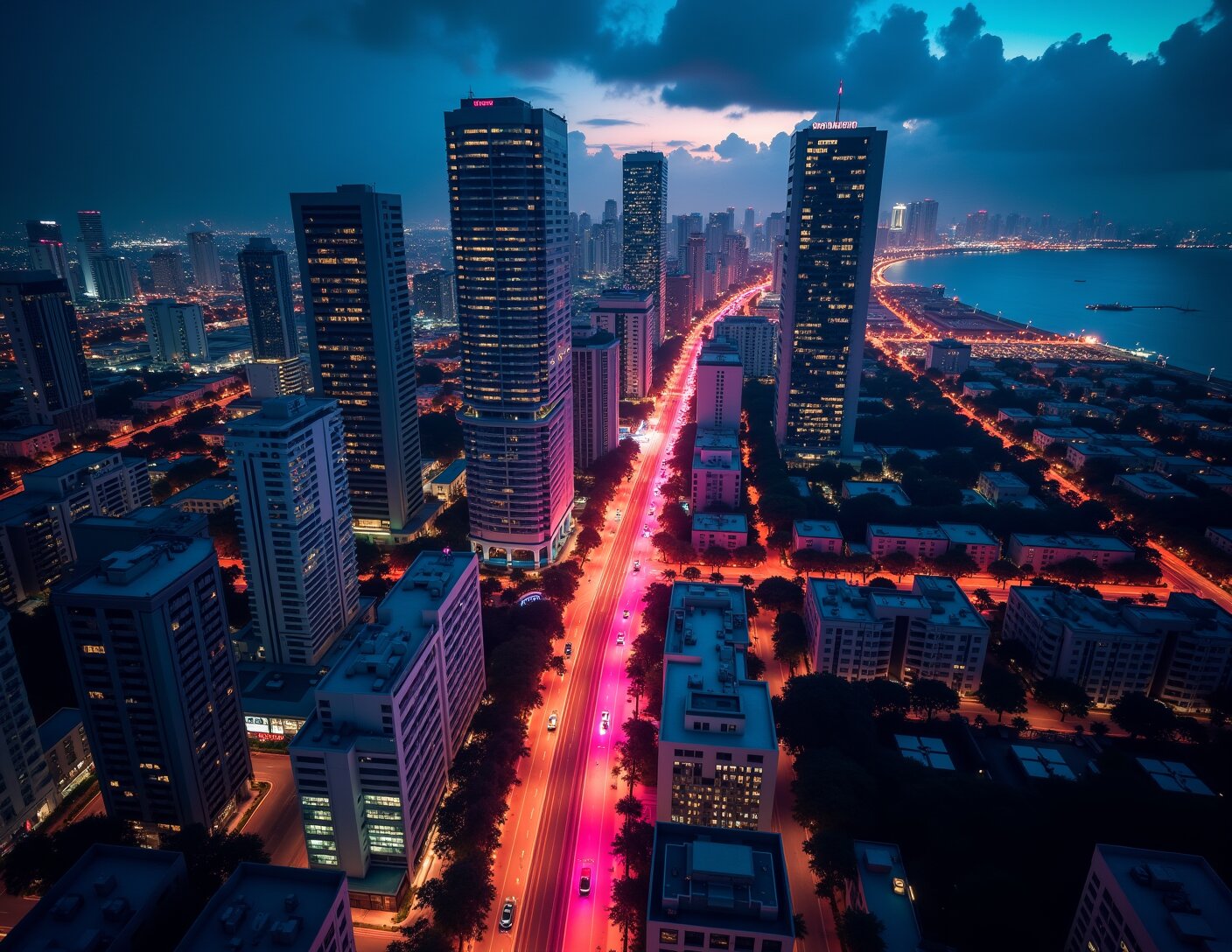 Miami skyline at night — Beacon Technology Group, Plantation, Florida